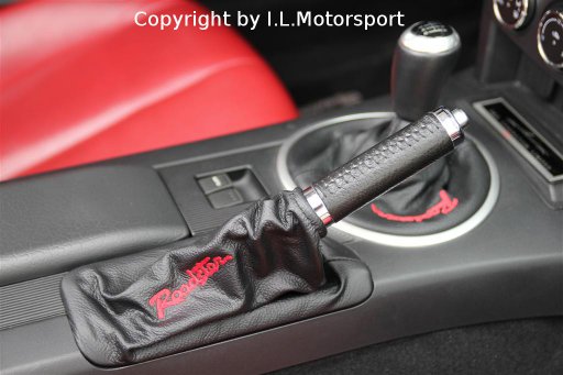 MX-5 Handb. Sack Leder schwarz mit Roadster Schriftzug rot